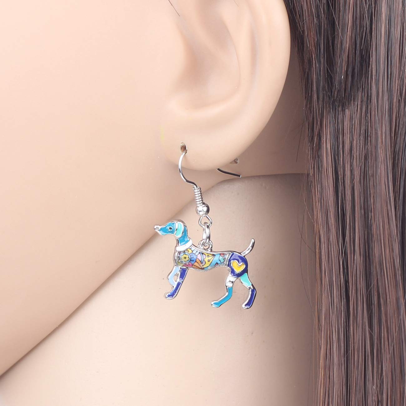 BONSNY Colorful Whippet Dog Enamel Alloy Earrings for Women - Fun Pet Lover Jewelry, Novelty Animal Charm Earrings - Perfect for Casual Wear, Gifts & Dog-Themed Parties