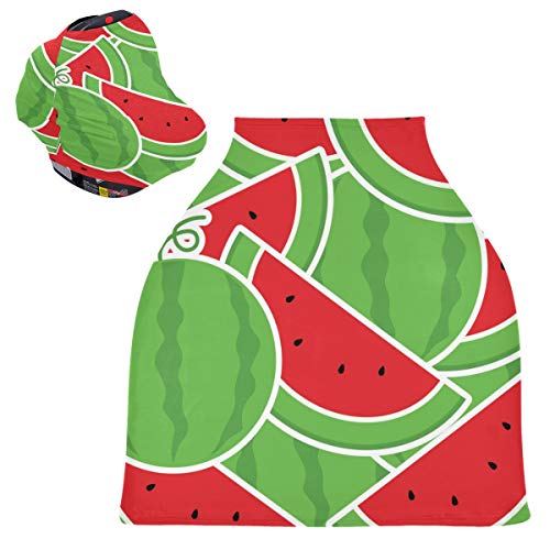 Stretchy Baby Car Seat Canopy - Cartoon Watermelon Slice Infant Stroller Cover, Multi-Use Car Seat Scarf & Nursing Cover for Shopping Carts - Perfect for Outdoor Walks, Grocery Trips & Breastfeeding in Public