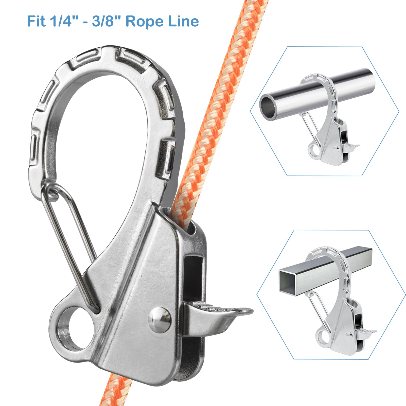 Stainless Steel Boat Fender Clips - Quick Release Marine Clips for Rail Mounting, 3/8