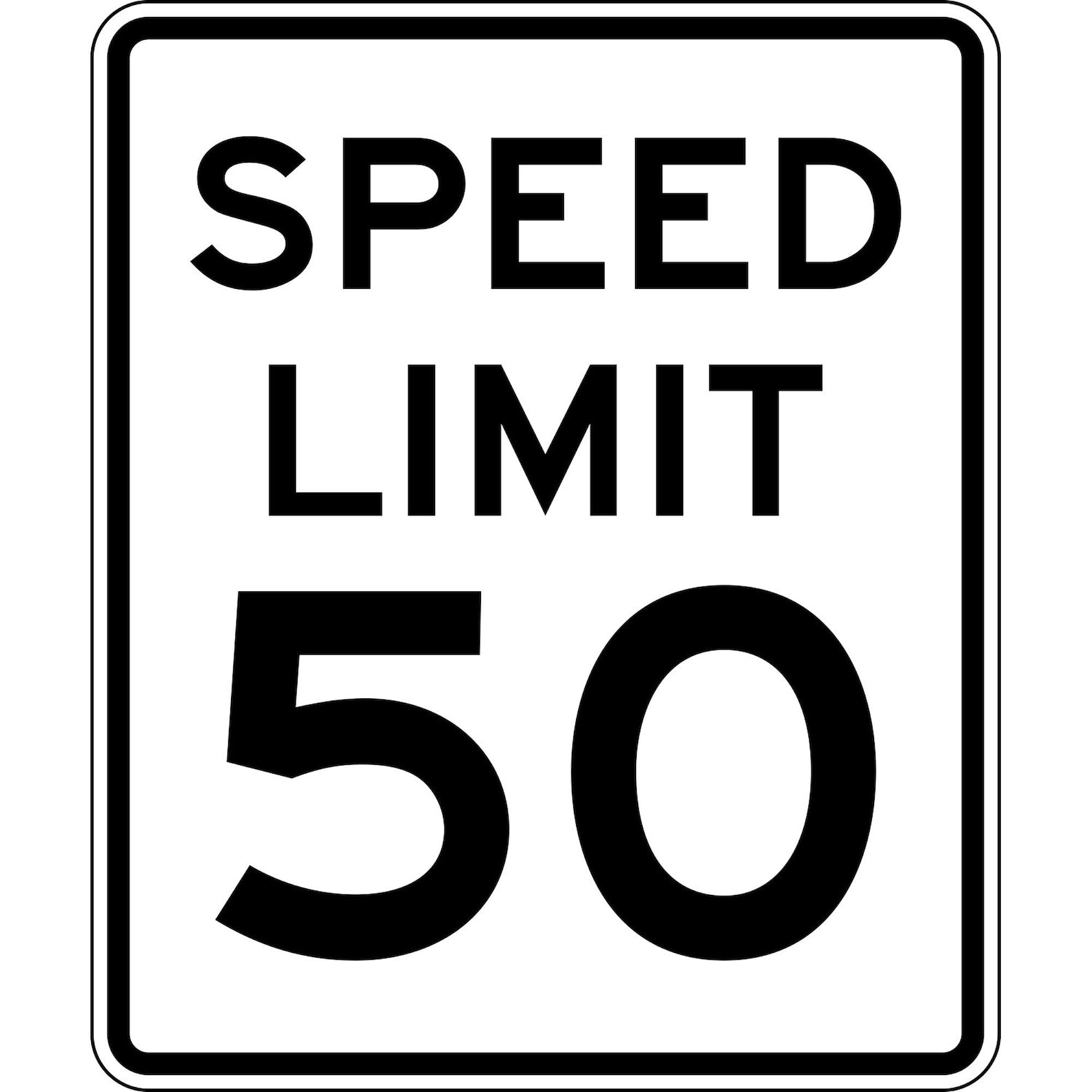 Speed Limit 50 Sticker - Durable Square Bumper Decal for Cars, Trucks & Motorcycles - Waterproof Vinyl Car Sticker for Windows, Laptops & Outdoor Use