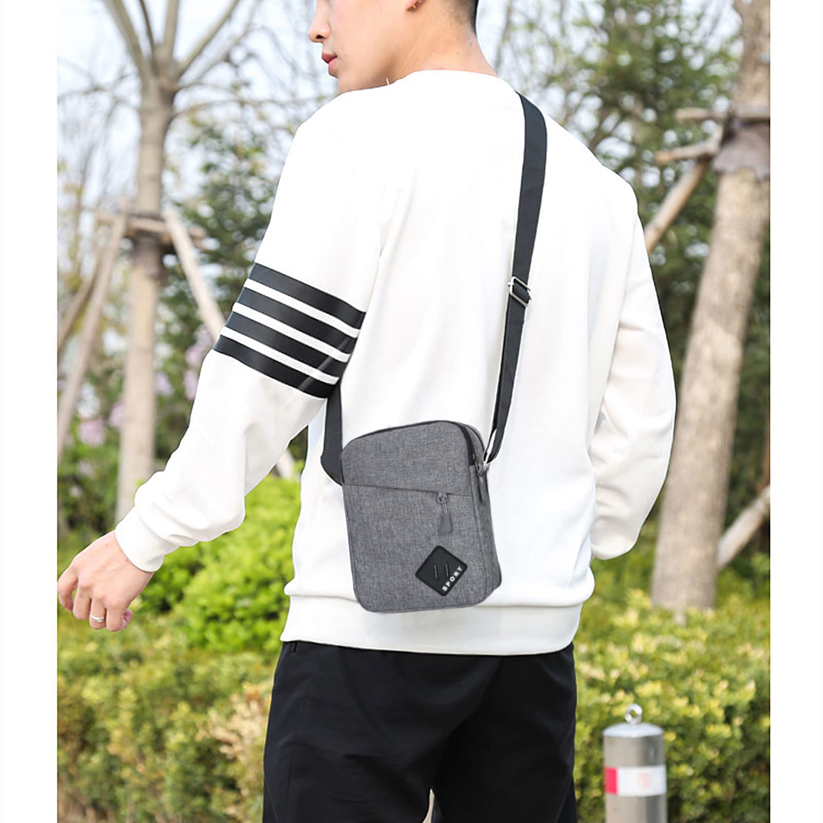 FuninCrea Men's Crossbody Shoulder Bag - Durable Nylon & Oxford Fabric Messenger Bag with Zipper & Adjustable Strap - Perfect for Travel, Work, Gym & Everyday Carry