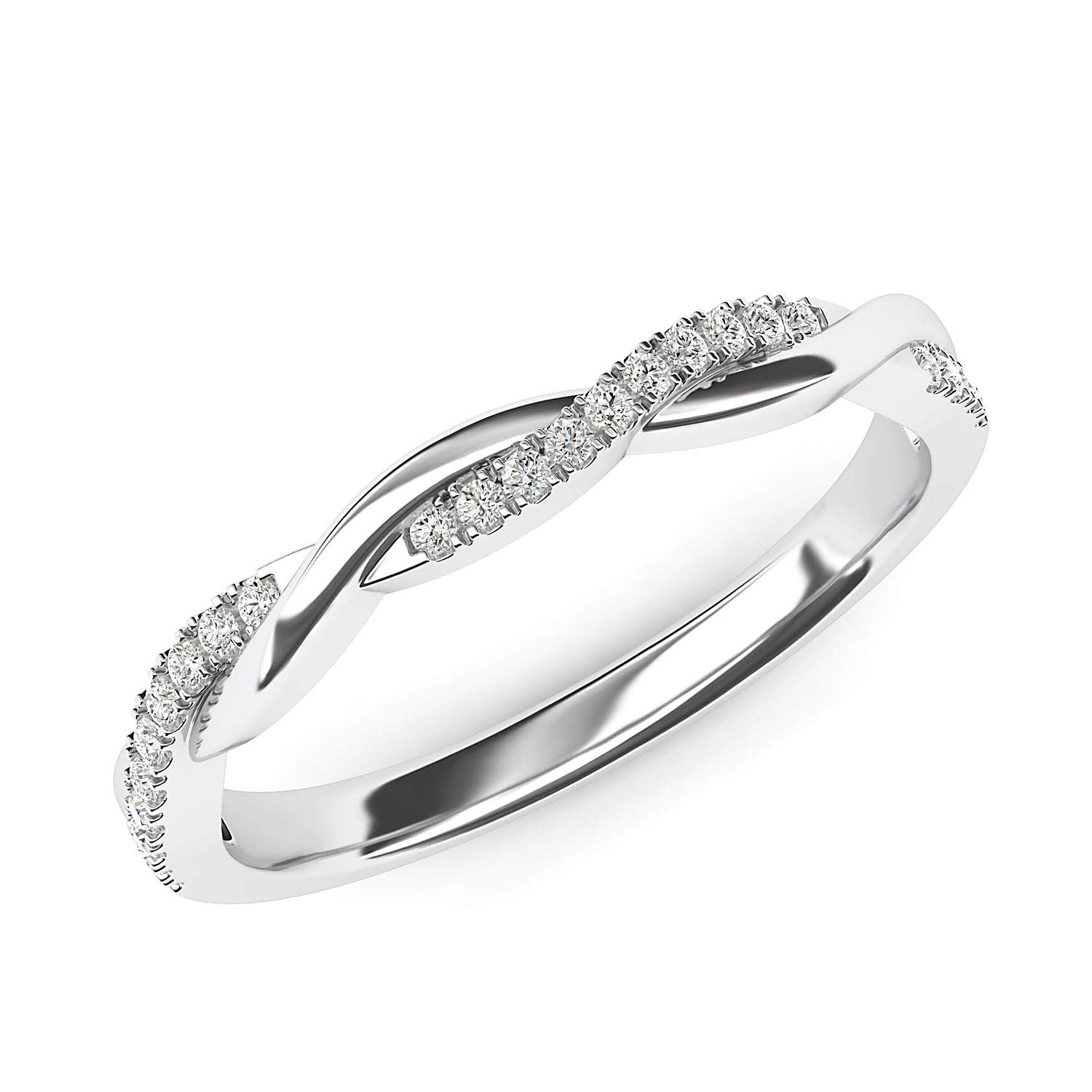 14K White Gold 2.5mm Petite Twisted Vine Simulated Diamond Wedding Band Ring - Elegant Matching Bridal Set for Engagement, Anniversary & Everyday Wear