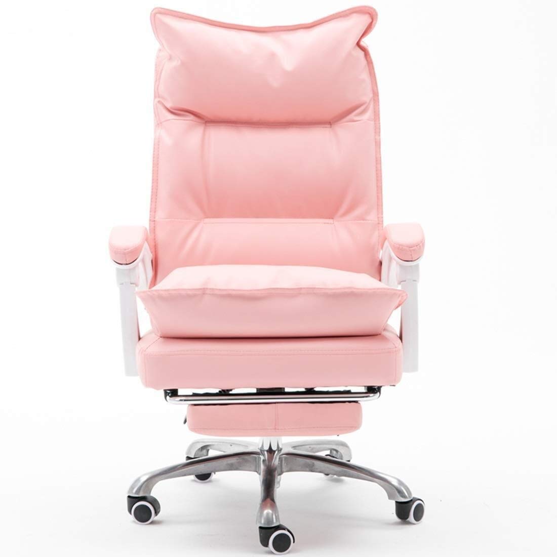 FMOGE Ergonomic Office Desk Chair - PU Leather Executive Chair with Footrest & Recliner, Black Gaming Chair for Home Office & Workspace