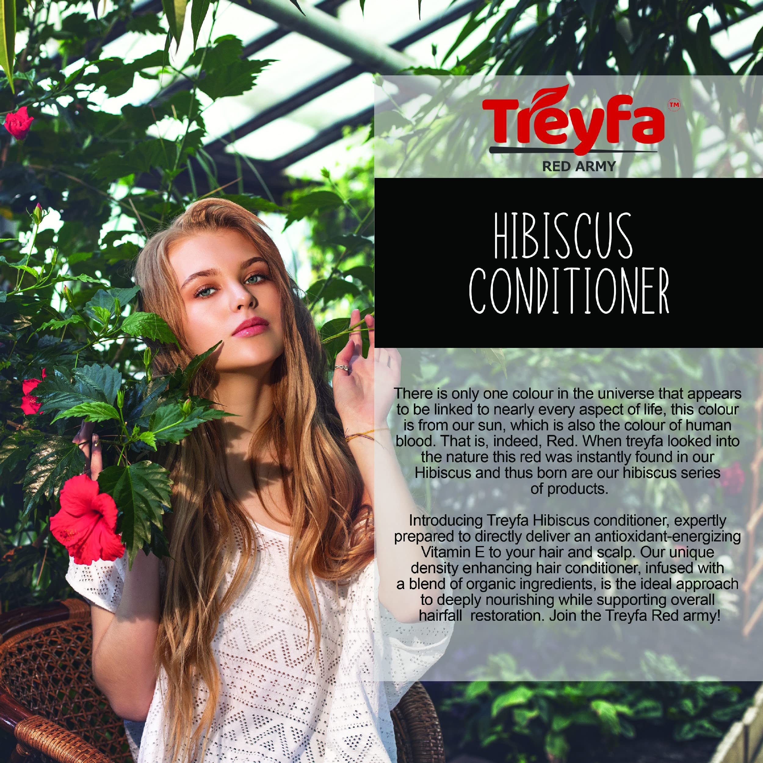 Treyfa Hibiscus Hair Growth Conditioner for Women & Men - Sulfate, Paraben & Silicone Free with Hibiscus, Amla, Onion & Vitamin E - 100ML | Promotes Hair Growth, Reduces Hair Fall & Deeply Nourishes - Perfect for Daily Use & Damaged Hair Care