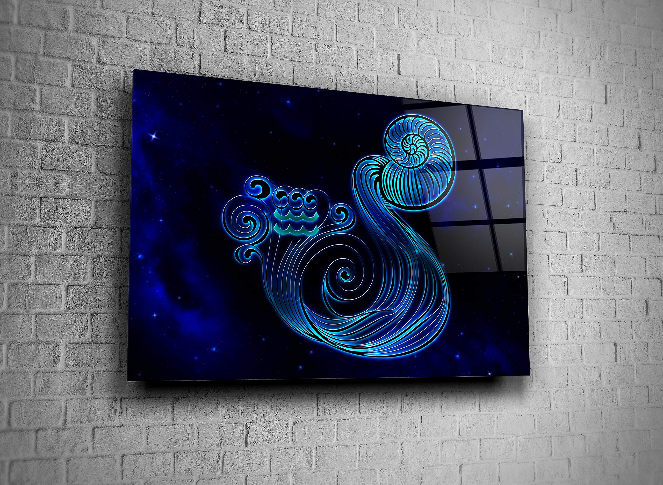 Aquarius Zodiac Sign Astrology Print - Tempered Glass Wall Art Decor - Unique Zodiac Gift for Home, Office & Spiritual Spaces