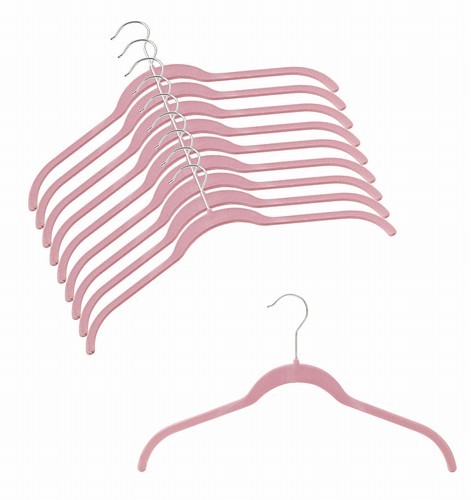 Slim Pink Shirt Hanger - Space Saving Clothes Hangers for Closet Organization, Durable Plastic Shirt Hangers for Men & Women - Perfect for Travel, Home, and Retail Stores