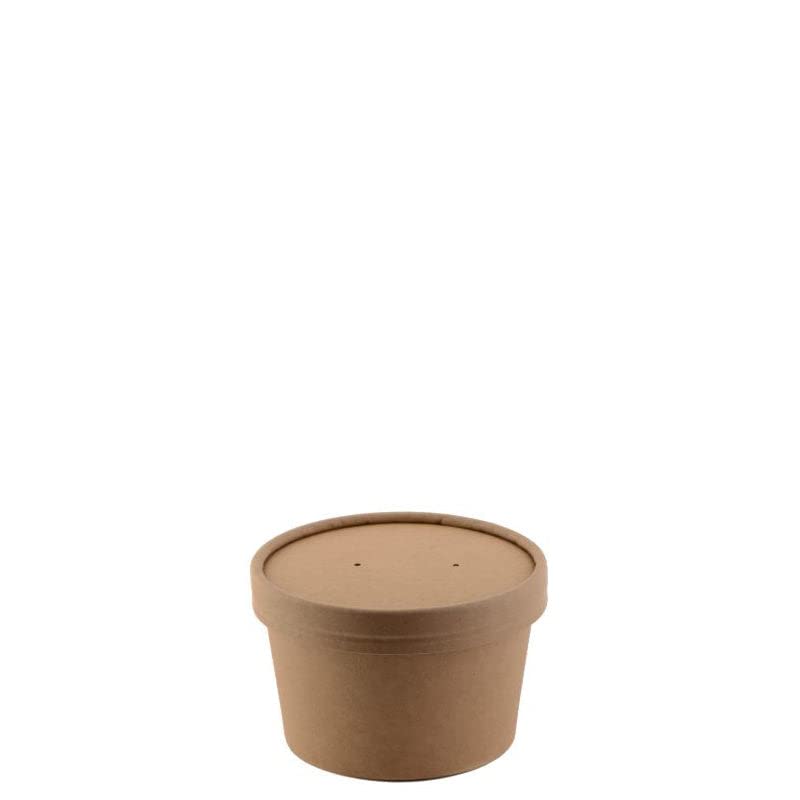 EcoQuality [25 Pack] 8 oz Disposable Kraft Paper Soup Containers with Vented Lids - Microwave Safe Takeout Containers for Ice Cream, Frozen Yogurt, Restaurant Food Storage | Eco-Friendly & Recyclable for Home, Cafes & Catering
