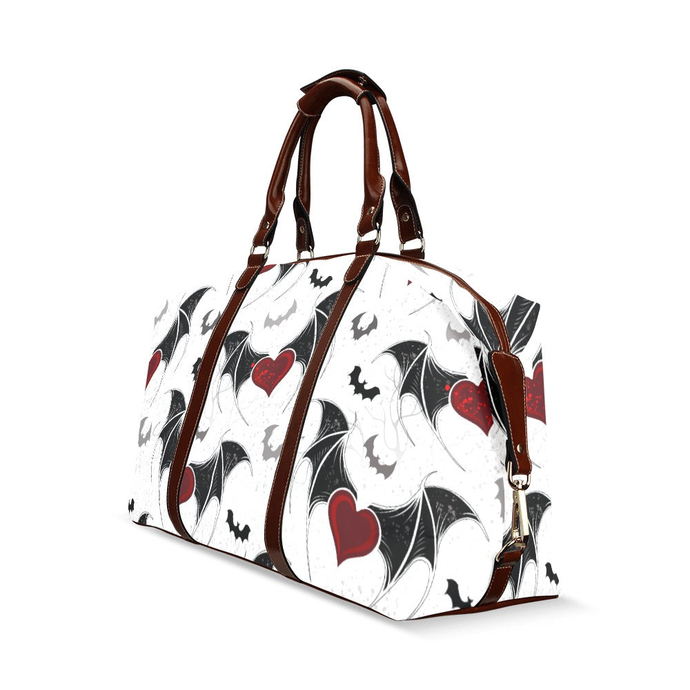 Stylish Bats and Hearts Print Flight Bag - Perfect for Travel, Gym, and Everyday Use