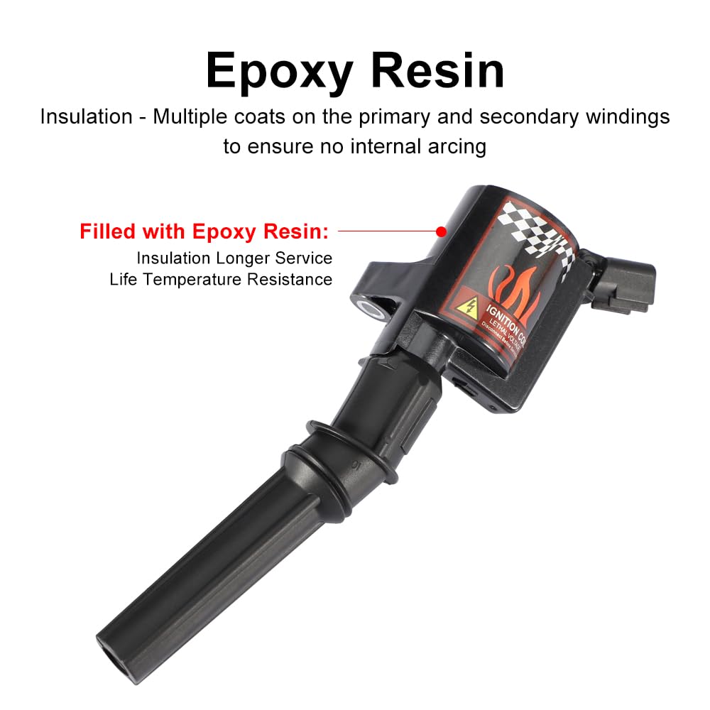 High-Performance Ignition Coil Pack Set of 8 - DG508 Compatible with Ford F-150 & Expedition 2004-2008 (V8 4.6L 5.4L) - Replaces C1454 C1417 FD503 - 15% More Energy Output - Perfect for Engine Tuning & Performance Upgrades
