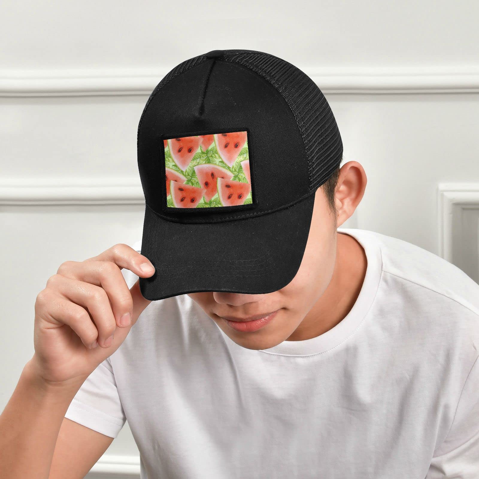 Sinestour Watermelon Leaves Baseball Cap for Men & Women - Low Profile Military Army Hat in Black - Perfect for Outdoor Activities, Hiking, and Casual Wear