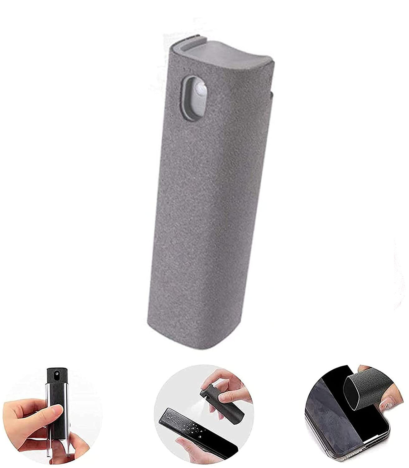 Touchscreen Mist Cleaner & Fingerprint-Proof Screen Cleaner Spray - Safe for Phones, Laptops & Tablets - 2-in-1 with Microfiber Cloth (Gray) - Perfect for Home, Office & Travel Use