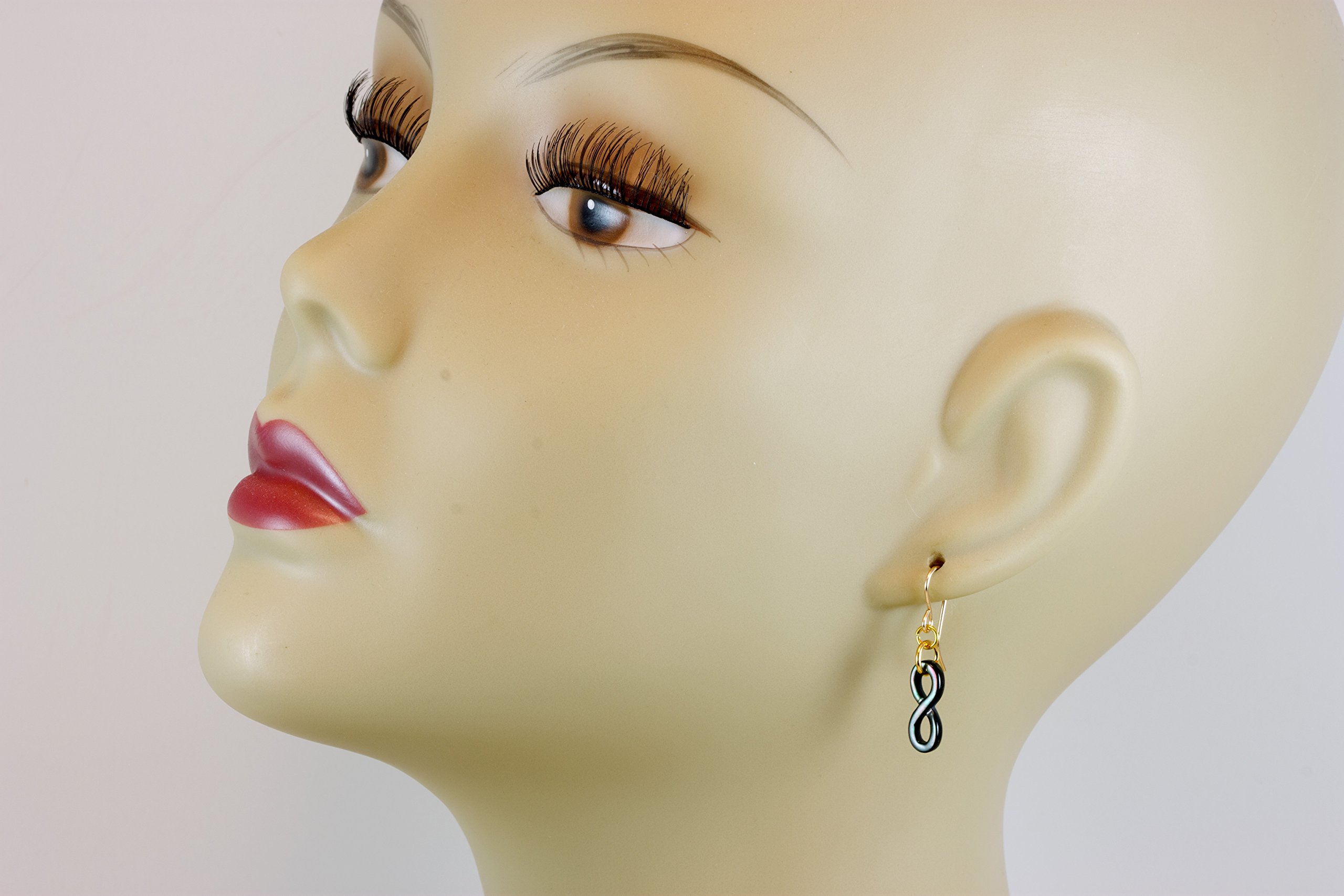 Mother of Pearl Earrings - Hand Carved Infinity Black Oyster Shell Dangle Drop Earrings with Iridescent Rainbow Finish | Perfect for Weddings, Parties & Special Occasions