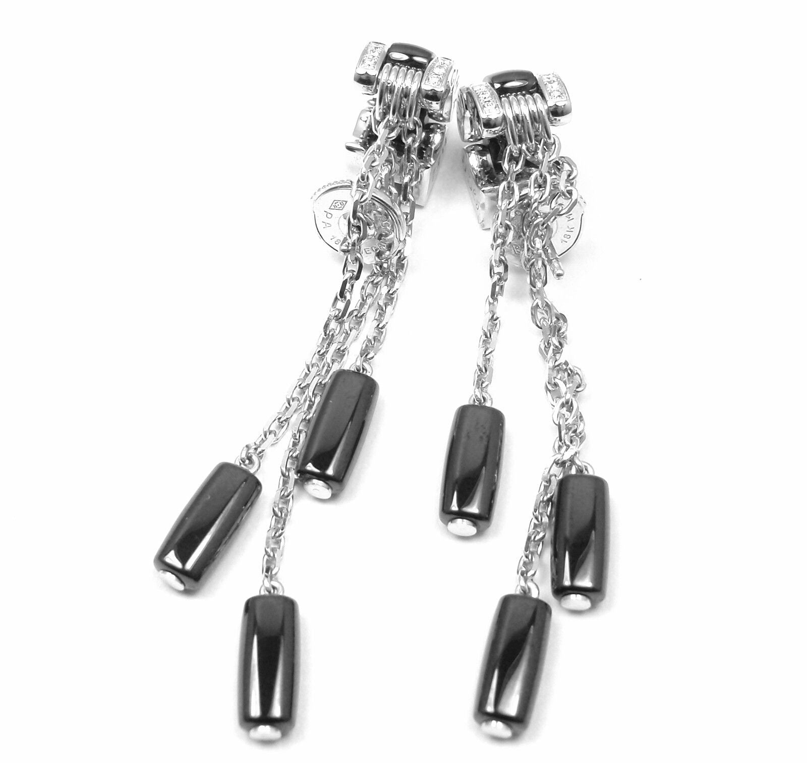 Authentic Chanel Ulta 18k White Gold Diamond Black Ceramic Drop Earrings for Women - Luxury Fashion Jewelry for Parties, Weddings & Special Occasions