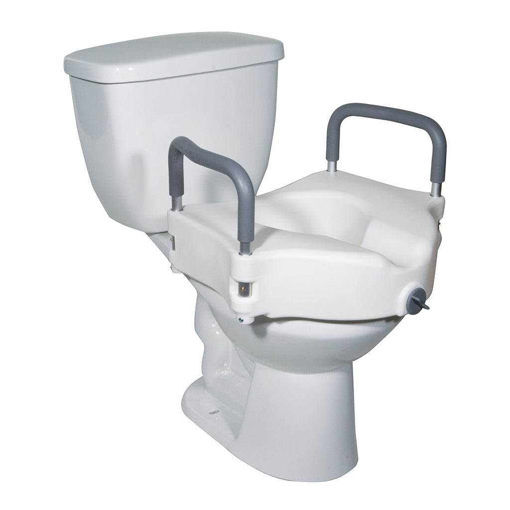 2 in 1 Locking Raised Toilet Seat with Tool-Free Removable Arms - Elderly & Disabled Safety Bathroom Aid for Home & Hospital Use