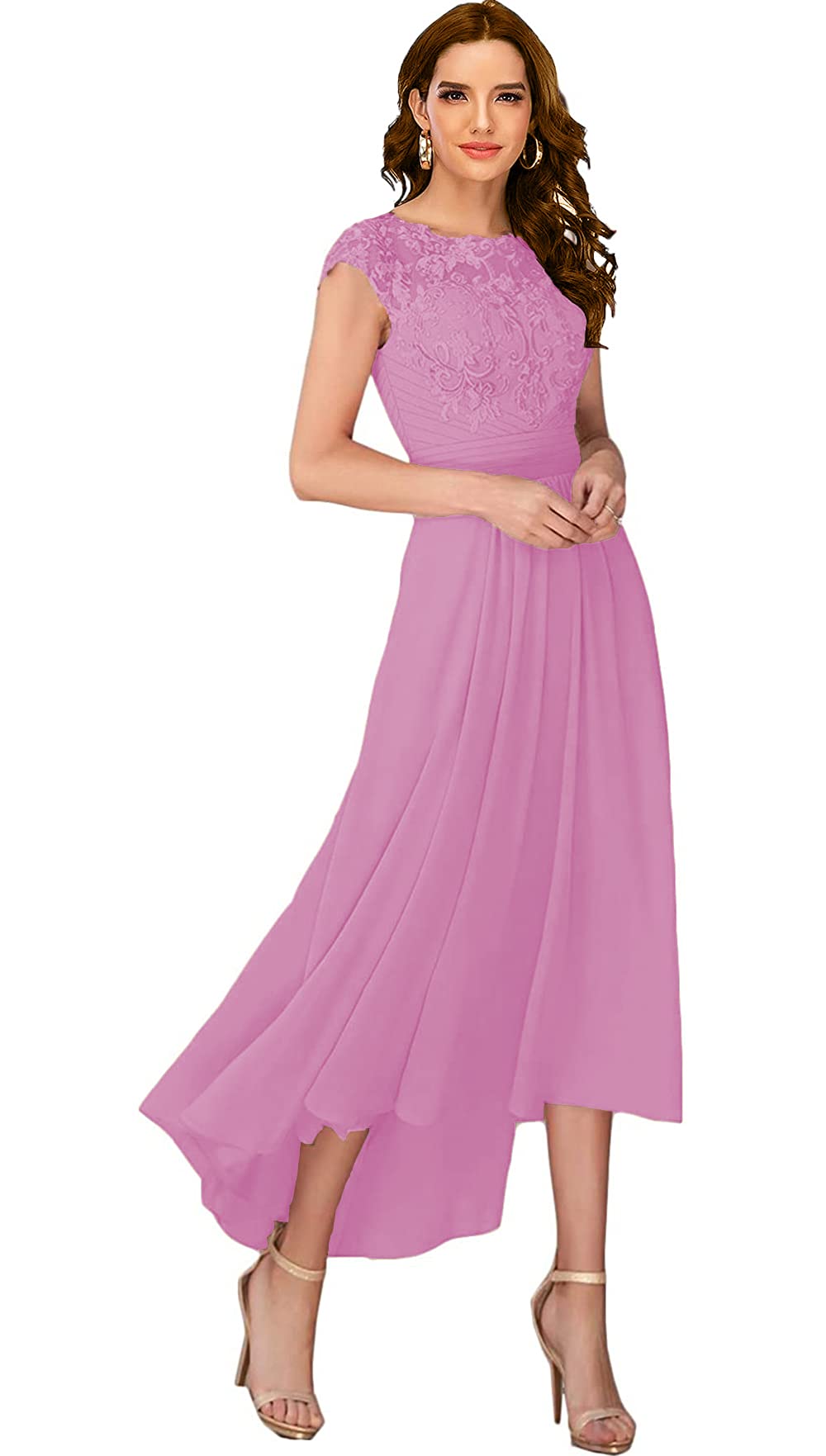 Elegant Cap Sleeve Mother of The Bride Dress with Pockets - Flowy Chiffon Ankle-Length Formal Evening Gown for Weddings, Parties & Special Occasions