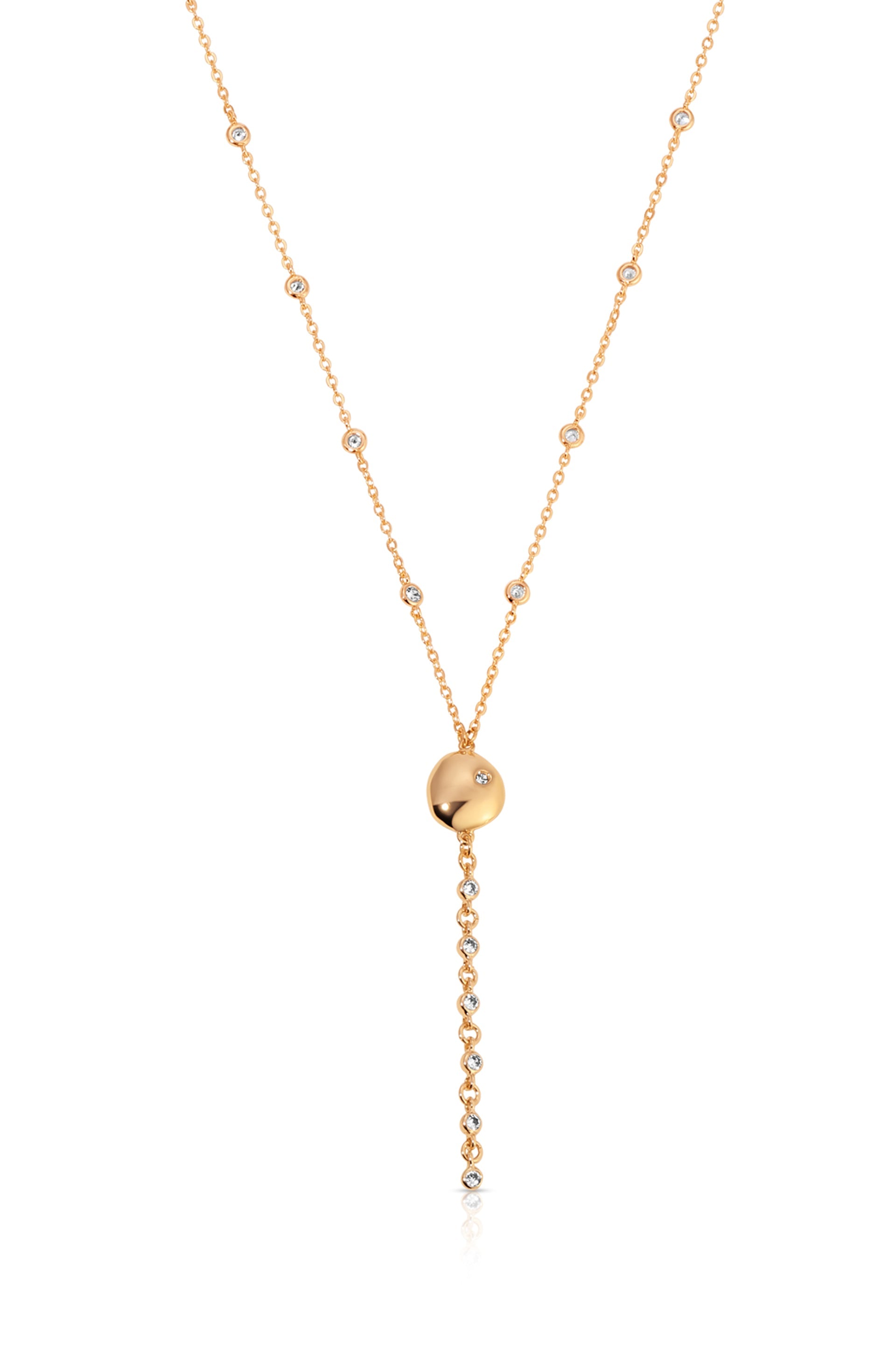 Elegant Polished Pebble Crystal Chain Lariat Necklace - Perfect for Evening Parties, Weddings & Special Occasions