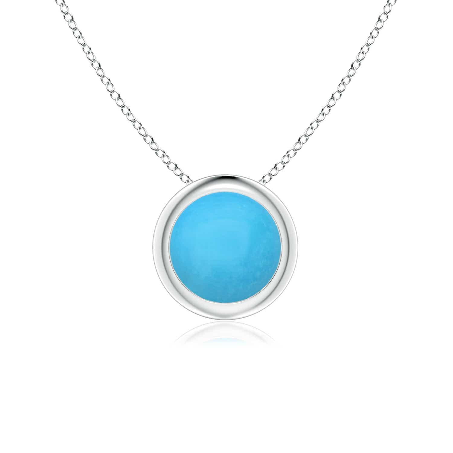 ANGARA Natural Turquoise Solitaire Pendant Necklace for Women - 14K Solid Gold or Sterling Silver | Elegant Jewelry Gift for Her | Perfect for Weddings, Anniversaries & Special Occasions | Handcrafted Fine Jewelry