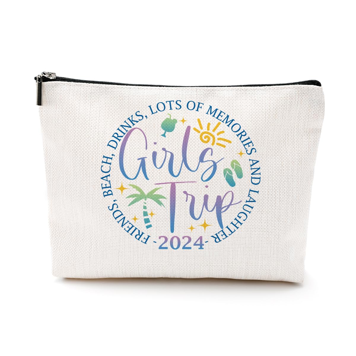 2024 Girls Trip Cosmetic Bag - Perfect Summer Vacation Makeup Pouch for Bachelorette Parties, Best Friend Gifts & Girls Weekend - Cute Travel Makeup Bag for Women (Birthday, Christmas, Friendship Gifts) - Ideal for Beach Vacations, Bridal Showers & Girls Getaways