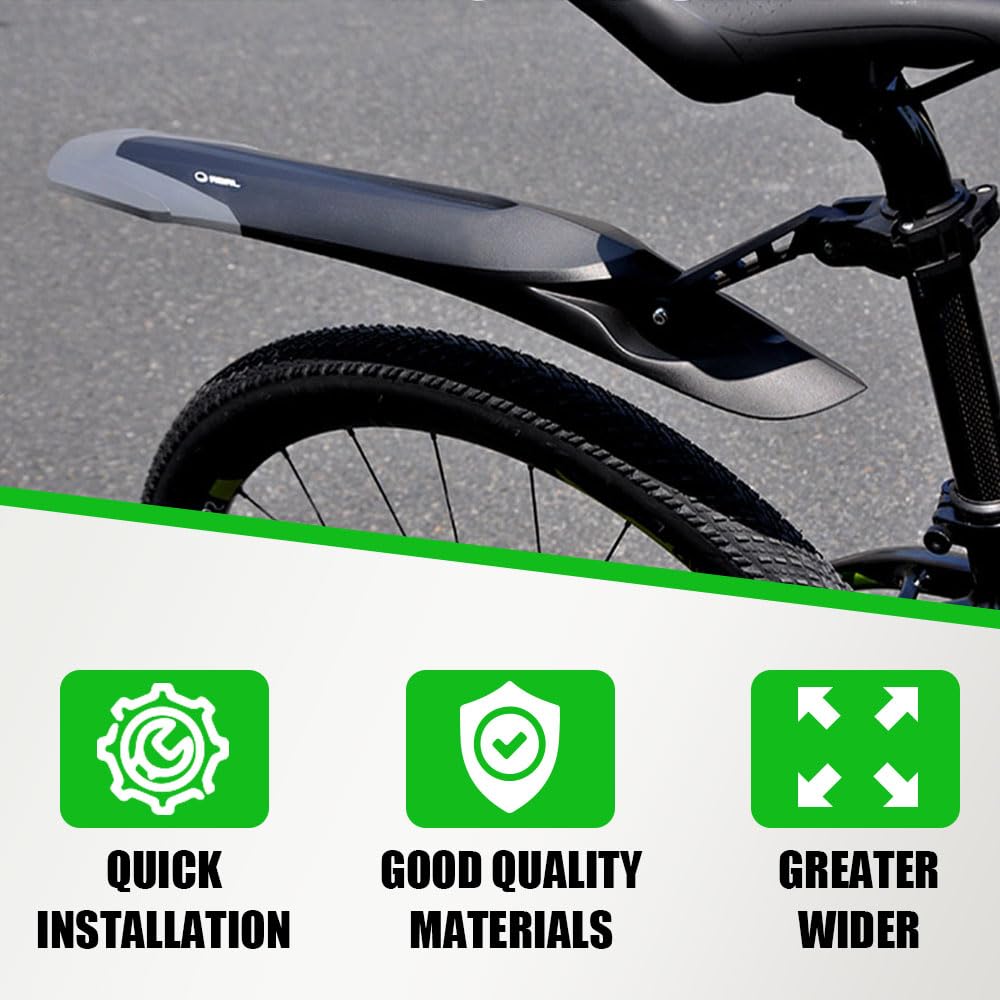 RBRL Adjustable Bike Fender 24-29 Inch - Universal Quick Release Mudguard for Bicycle, Ebike & MTB - Thickened Wide Rear Fender Protects Against Water Splash & Dirt - Perfect for Commuting, Mountain Biking & Wet Weather Riding