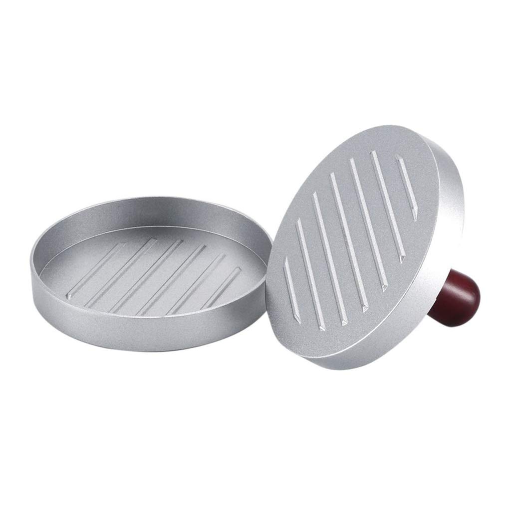 2-Pack Non-Stick Hamburger Press - Aluminum Alloy Patty Maker Mold with Wooden Handle for Perfect Homemade Burgers - Ideal for BBQ, Kitchen, and Outdoor Cooking