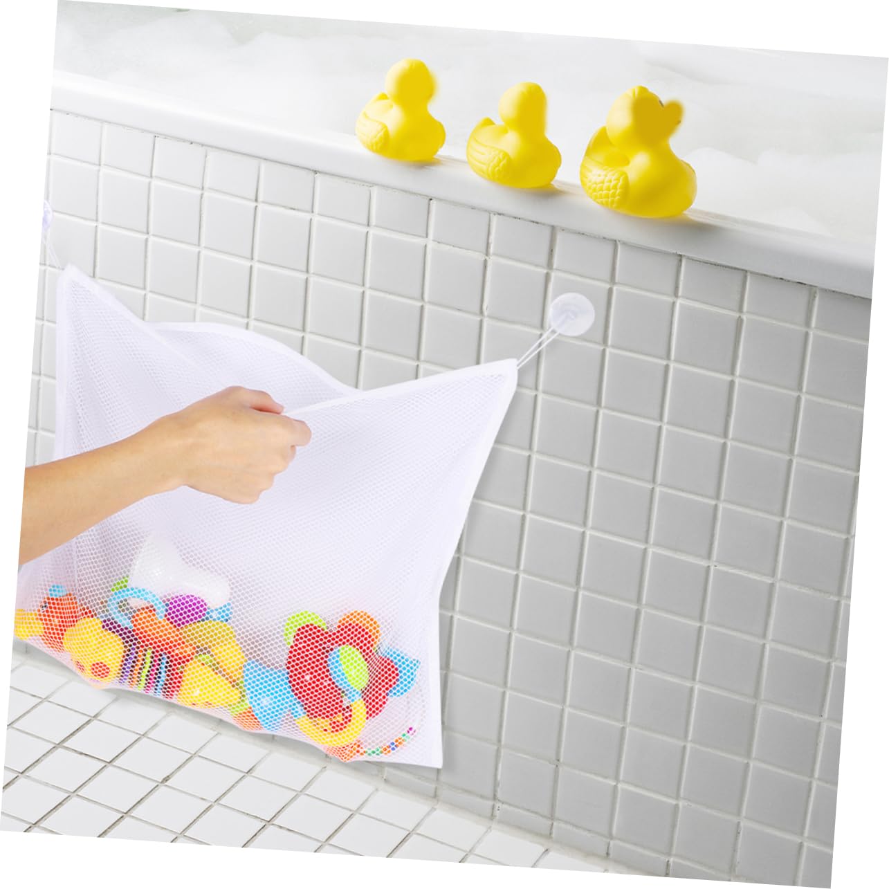 NAMOARLY Toddler Bath Toys & Hanging Mesh Organizer - Waterproof Bathroom Toy Storage Bag for Baby Bath Time Fun | Perfect for Bathtub, Pool & Beach Play