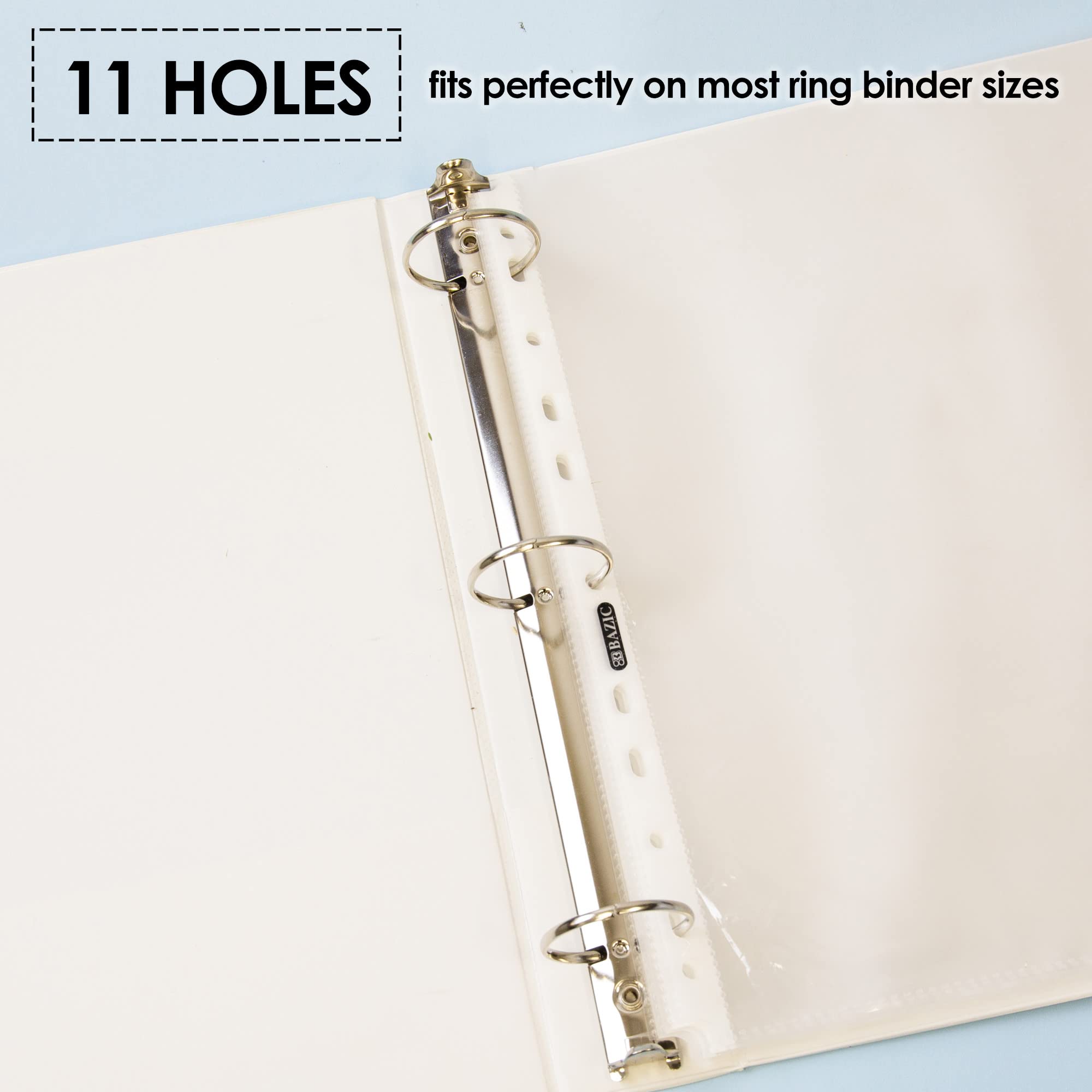 BAZIC Standard Weight Sheet Protectors for 8.5x11 Inch Paper - 11 Hole Clear Plastic Sleeves, Archival Safe Ring Binder Sheets (100/Pack, 10-Packs) - Perfect for Office Documents, School Projects, and Presentation Materials