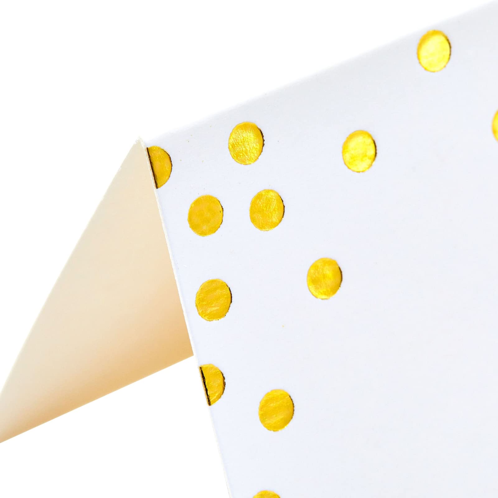 100 Pack Gold Foil Polka Dot Wedding Place Cards - Elegant Blank Table Name Cards for Wedding, Birthday, Banquet & Events - Perfect for Reserved Seating & Table Setting Decorations