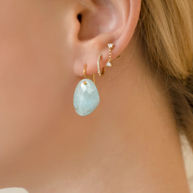 Limited Edition Faceted Aquamarine Tabiz Slice Earrings - Handmade Gemstone Jewelry for Women - Perfect for Weddings, Parties & Special Occasions