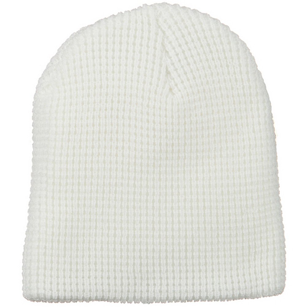 Artex Big Stretch Waffle Stitch Short Beanie for Women & Men - Soft Winter Hat in White - Perfect for Skiing, Snowboarding & Cold Weather Activities