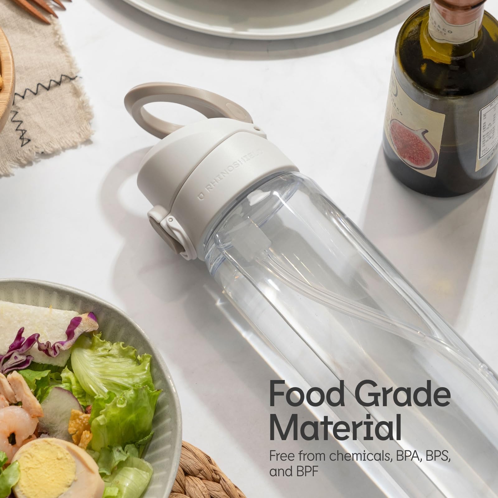 RHINOSHIELD AquaStand Magnetic Bottle 23 oz | Stainless Steel Insulated Water Bottle with Straw Lid, Sport Bottle with MagSafe Compatible Handle, Adjustable Angle Tripod, Leak Proof - Classic White | Perfect for Gym, Hiking, Office & Travel