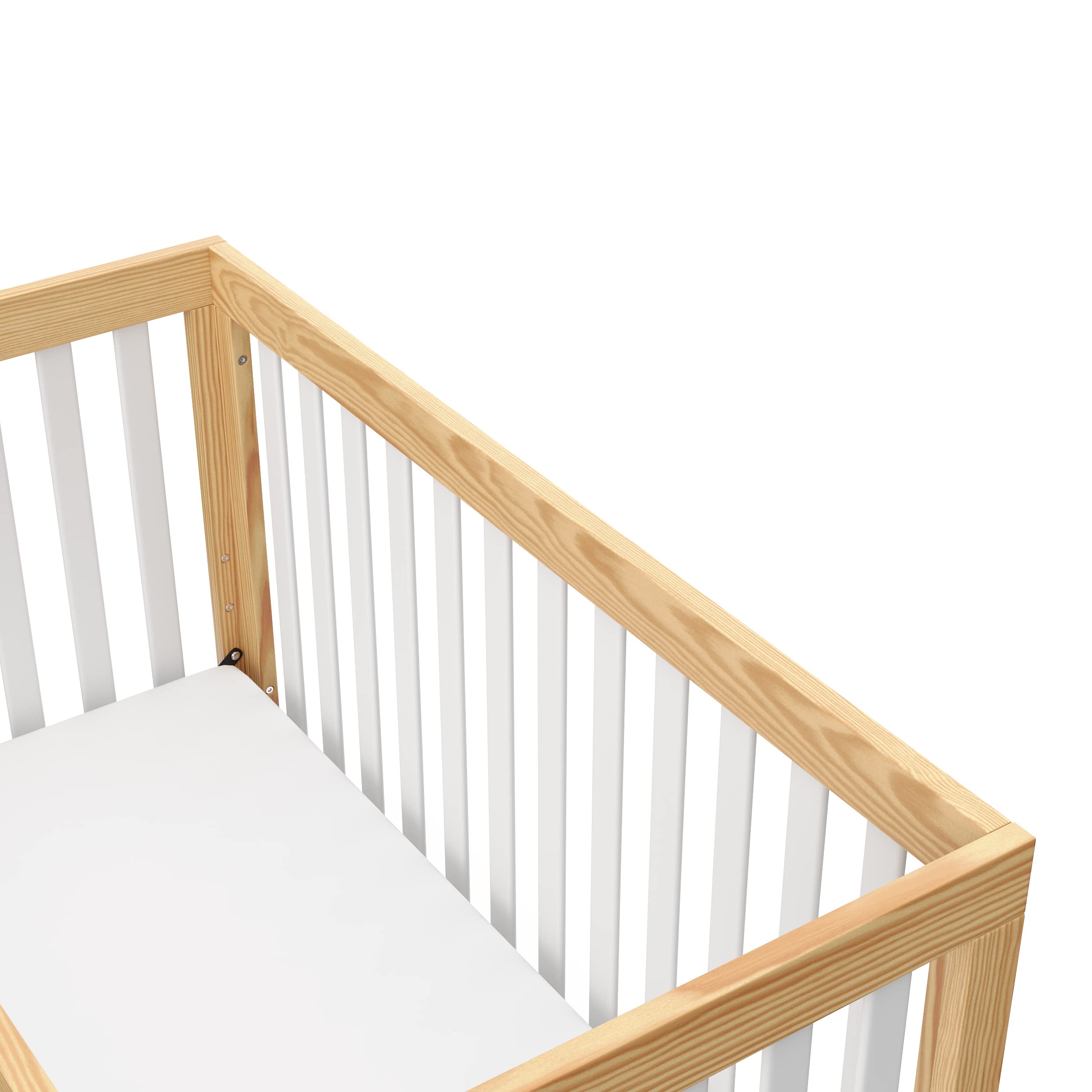 Storkcraft Beckett Convertible Crib - Natural & White Slats | Baby Crib to Toddler Bed & Daybed | Adjustable Mattress Base | Fits Standard Full-Size Crib Mattress | Perfect for Nursery, Bedroom & Guest Room
