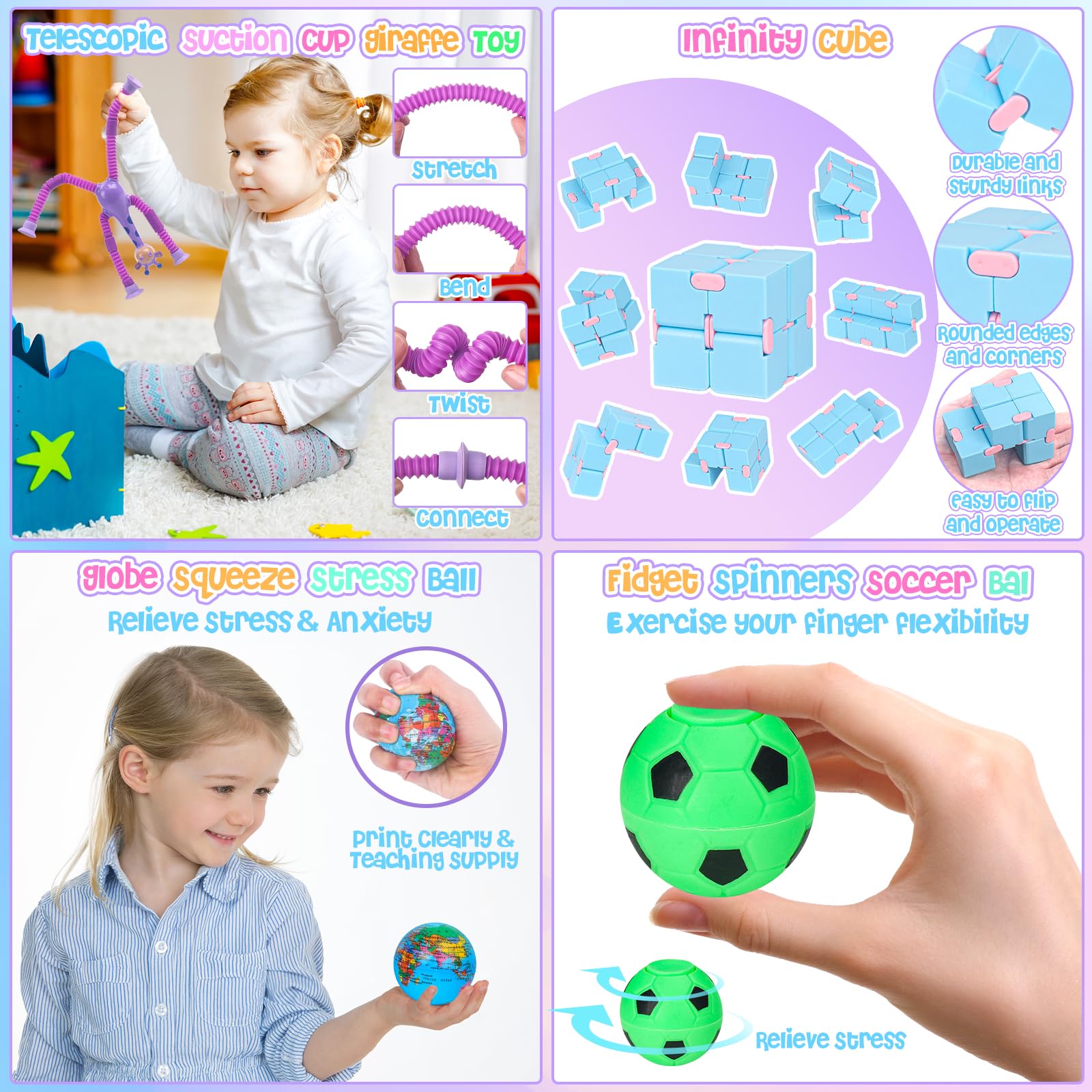 68 Pack Fidget Toys for Kids - Sensory Stress Relief Toys, Classroom Prizes, Treasure Box & Carnival Party Favors - Pinata Fillers & Goodie Bag Stuffers for Boys Girls Ages 3-8 (Great for ADHD, Anxiety Relief & Focus Improvement)