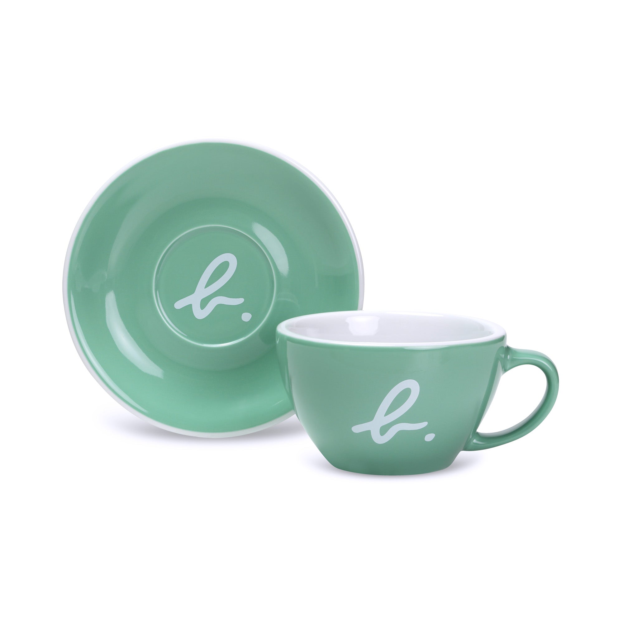 Premium Logo Café Latte Cup Set - 12oz Porcelain Coffee Mugs with Handle (Set of 4) - Perfect for Home, Office & Coffee Shop Use