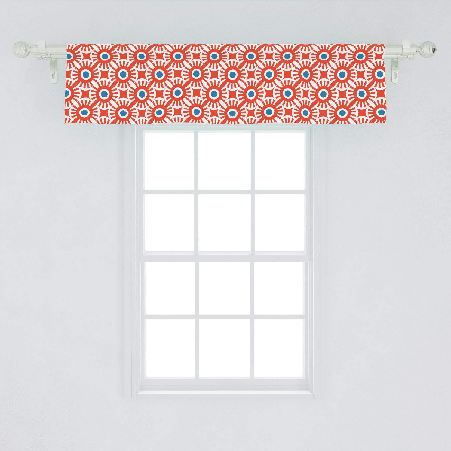 Ambesonne Lattice Window Valance - Vivid Mosaic Circular Dots Retro Modern Curtain Valance with Rod Pocket, 54