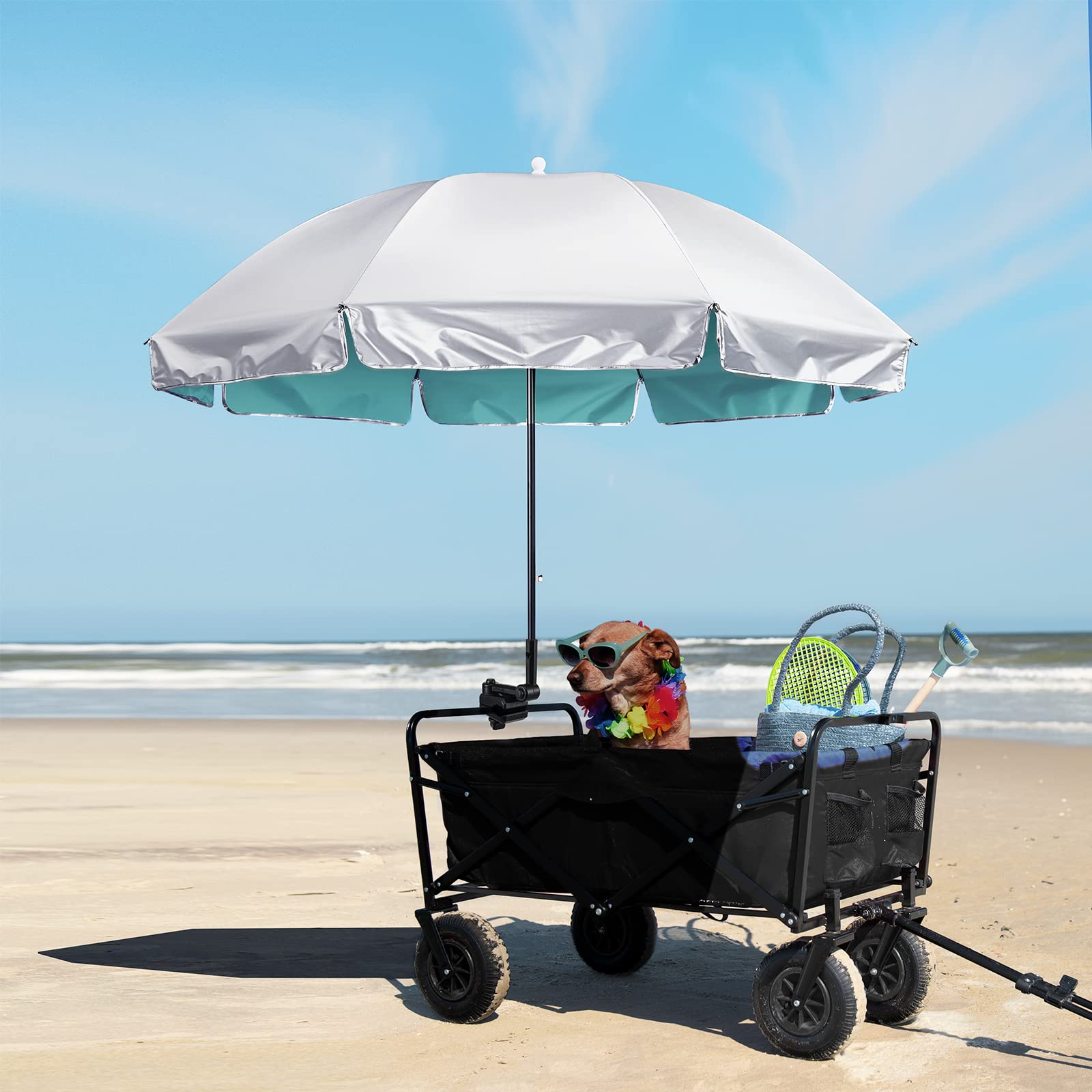 G4Free UPF 50+ Universal Clamp-On Adjustable Sun Shade Umbrella - UV Protection for Beach Chairs, Strollers, Wheelchairs, Patio Chairs & Golf Carts - Perfect for Outdoor, Travel & Leisure Activities