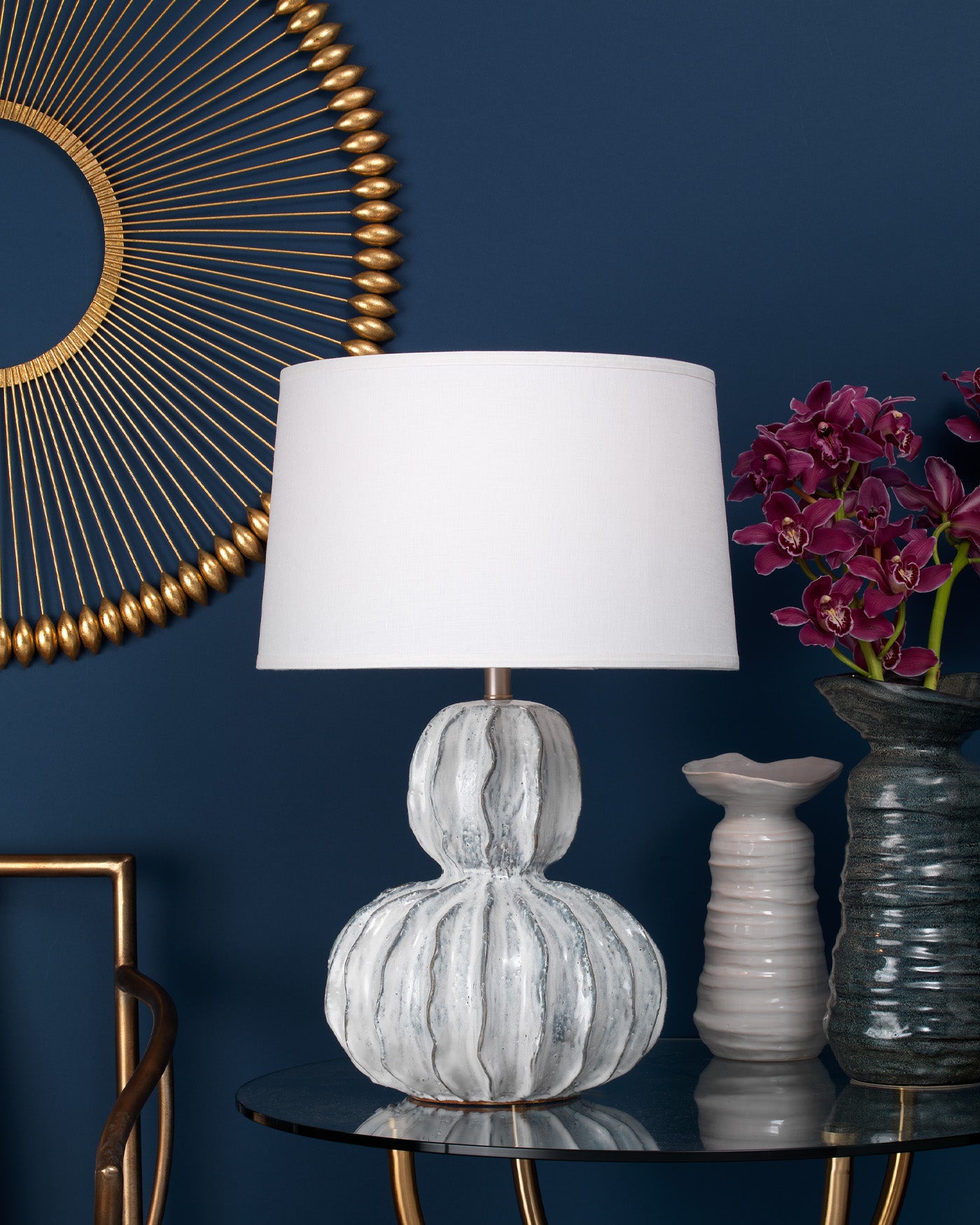 Stylish Oceane Gourd Table Lamp - Modern Home Decor Lighting for Bedroom, Living Room & Office - Perfect for Nightstands, Desks & Cozy Reading Nooks