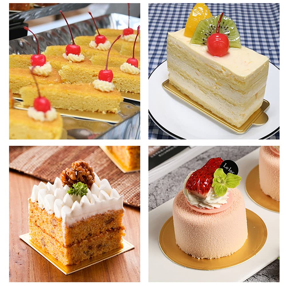 200Pcs 4-Inch Mini Triangle Dessert Plates - Golden Cardboard Cake Boards for Cupcakes, Cake Slices, Cheesecake & Mousse - Perfect for Birthday Parties, Weddings, Baby Showers & Dessert Displays