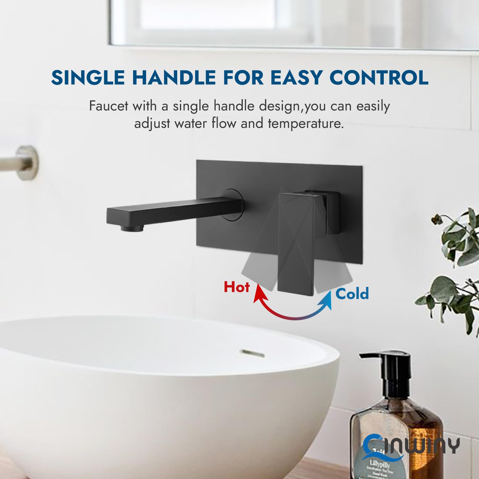 Wall Mount Single Handle Bathroom Sink Faucet - Matte Black Lavatory Vanity Basin Mixer Tap with Rough-in Valve - Perfect for Modern Bathrooms, Powder Rooms & Small Space Installations
