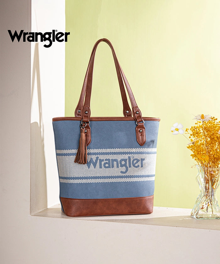 Wrangler Embroidered Canvas Tote Bag for Women - Durable & Stylish Shopping, Beach & Travel Tote - Perfect for Work, Gym & Daily Use