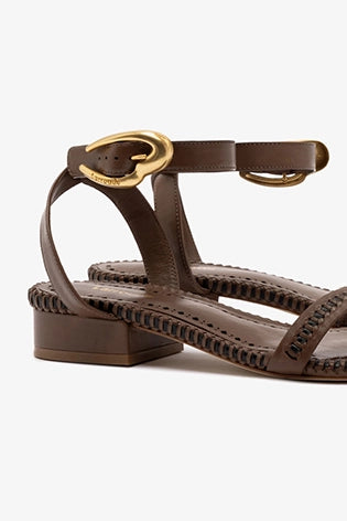 Verona Flat Sandal Women's Leather Slides - Comfortable Burnt Umber Brown Sandals for Summer, Beach, Vacation & Casual Wear