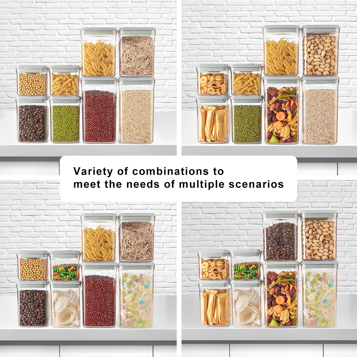 Airtight Food Storage Containers Set - 8-Piece Kitchen Canisters with Secure Lids for Cereal, Nuts, Sugar & Candy | Perfect for Pantry Organization & Kitchen Storage | Ideal for Meal Prep, Baking & Snack Organization