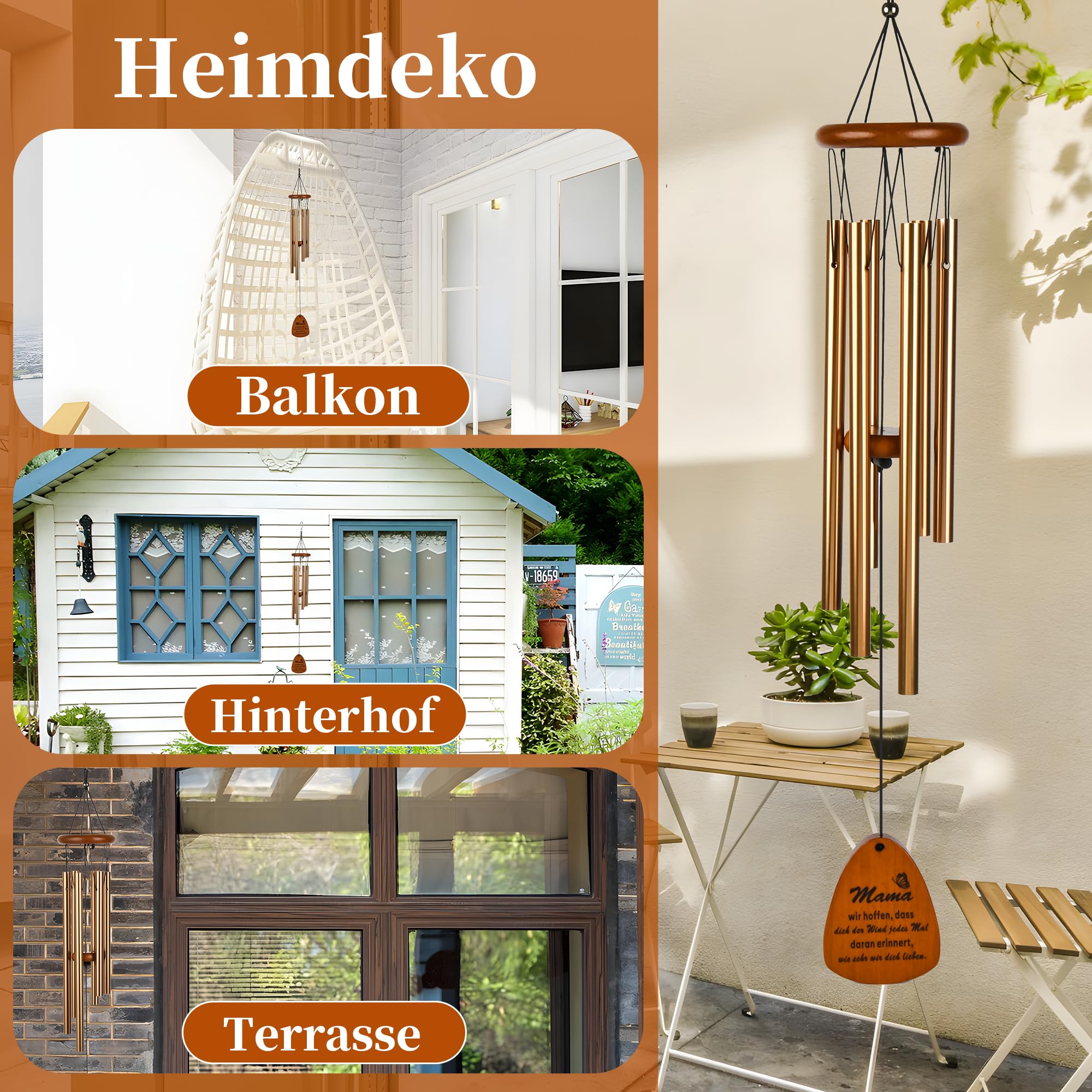 Outdoor Metal Wind Chimes - Perfect Birthday & Mother's Day Gift for Mom from Kids | Elegant Garden Decor for Patio, Porch, and Backyard