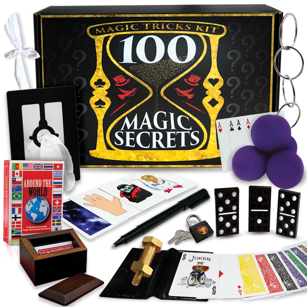 100 Magic Tricks Kit for Beginners - Professional Illusion Set with Step-by-Step Guide - Perfect for Kids, Parties & Stage Performances