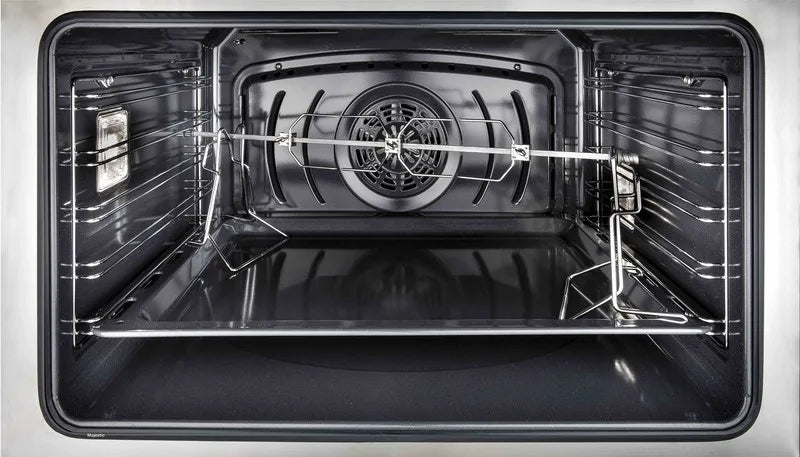 ILVE 48 Inch Majestic II Dual Fuel Professional Range - 8 Sealed Brass Burners with Griddle - Burgundy Color with Brass Trim (Model UM12FDNS3BUG) - Perfect for Gourmet Kitchens & Luxury Home Cooking