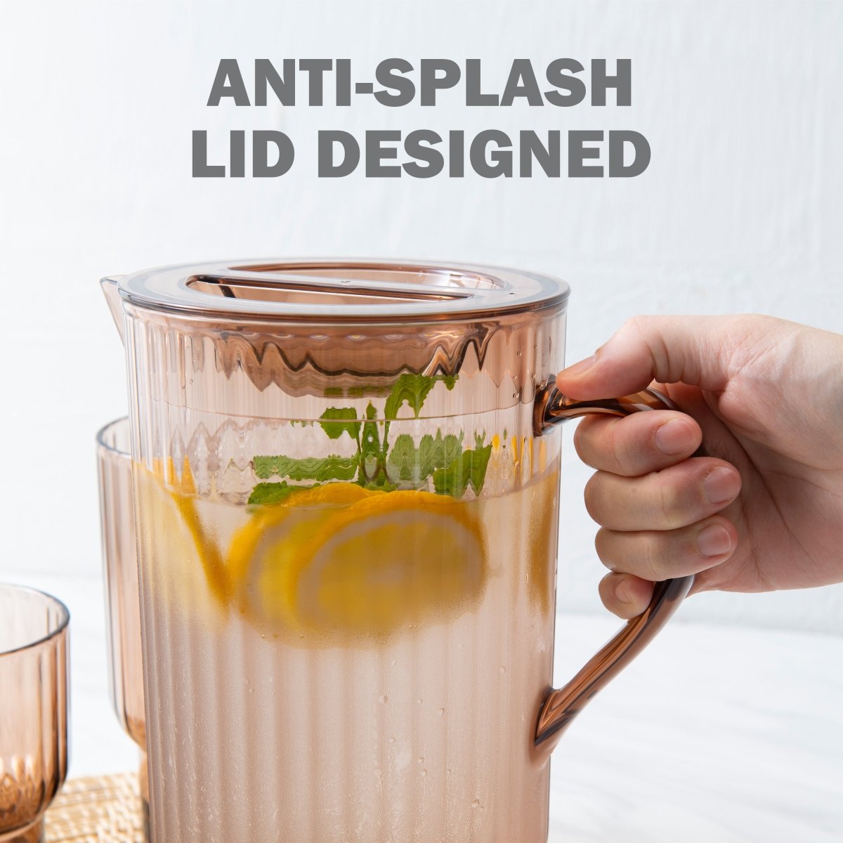 72oz Serenity Clear Water Pitcher with Lid - BPA Free Large Glass Pitcher for Iced Tea, Lemonade & Infused Water - Perfect for Refrigerator, Parties & Outdoor Gatherings