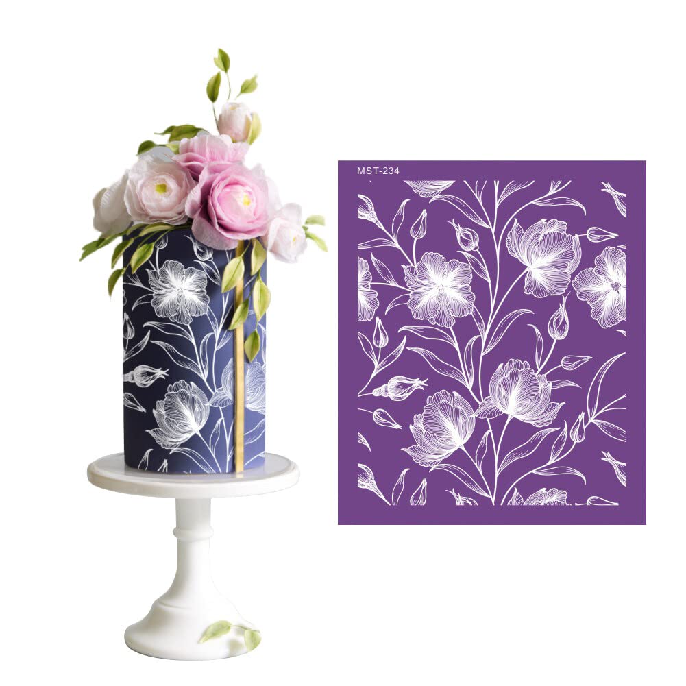 Eforcase Silicone Cake Stencils & Fondant Mat - Flower Lace Impression Mold for Wedding Cake Decorating, Reusable DIY Cupcake Borders - Perfect for Wedding, Birthday, and Party Dessert Decorations