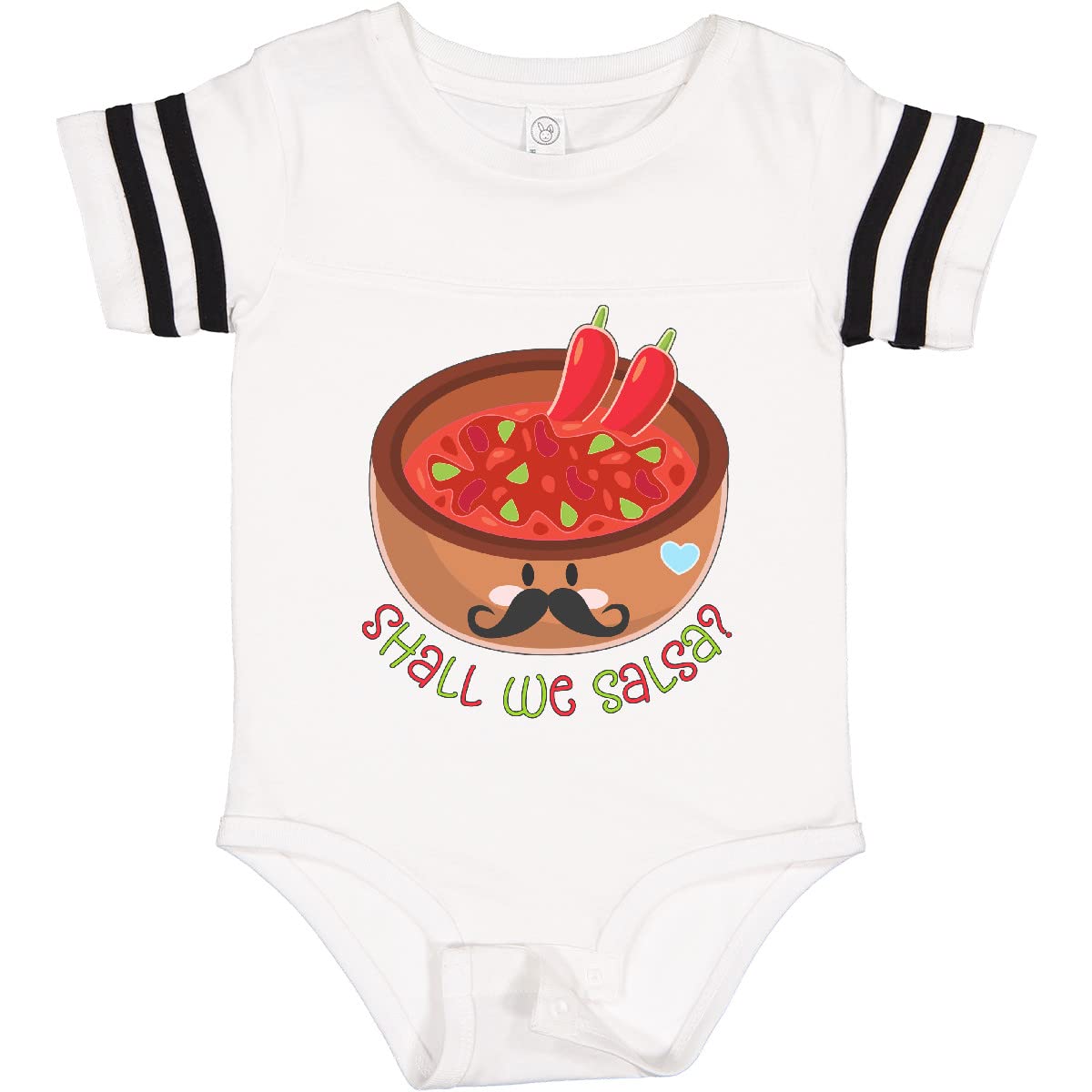 Inktastic Shall We Salsa Bowl of Dip with Mustache Baby Bodysuit - Funny Food Lover Onesie for Infants & Toddlers - Perfect for Birthday Parties, Family Gatherings & Photo Shoots