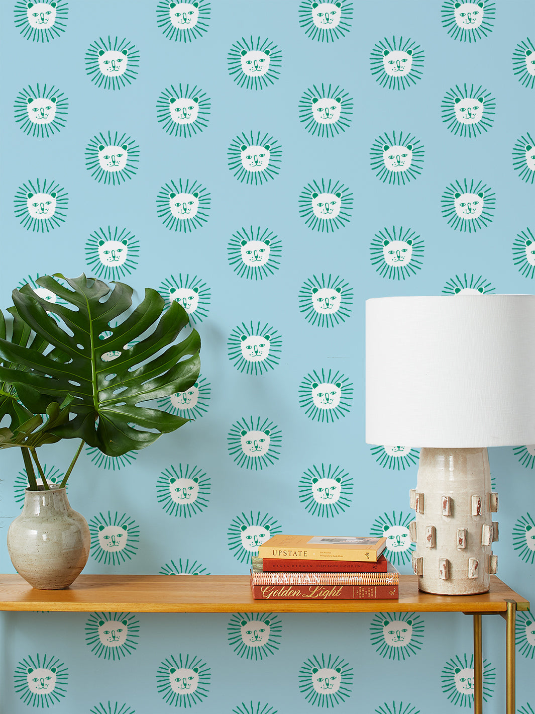 Lion's Mane Mushroom Wallpaper - Baby Blue Botanical Print by Tea Collection | Perfect for Nursery, Bedroom & Home Decor