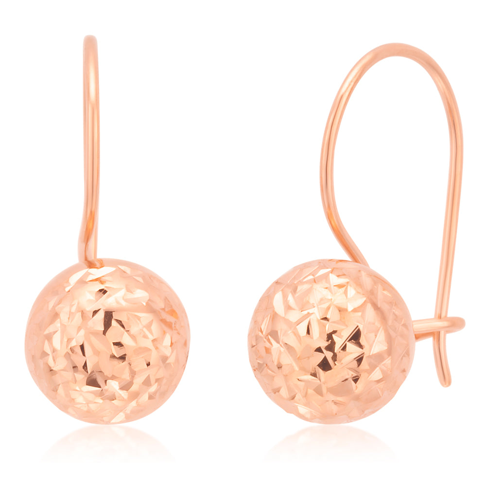 9ct Rose Gold 7mm Diamond Cut Euroball Stud Earrings for Women - Perfect for Weddings, Parties & Everyday Elegance