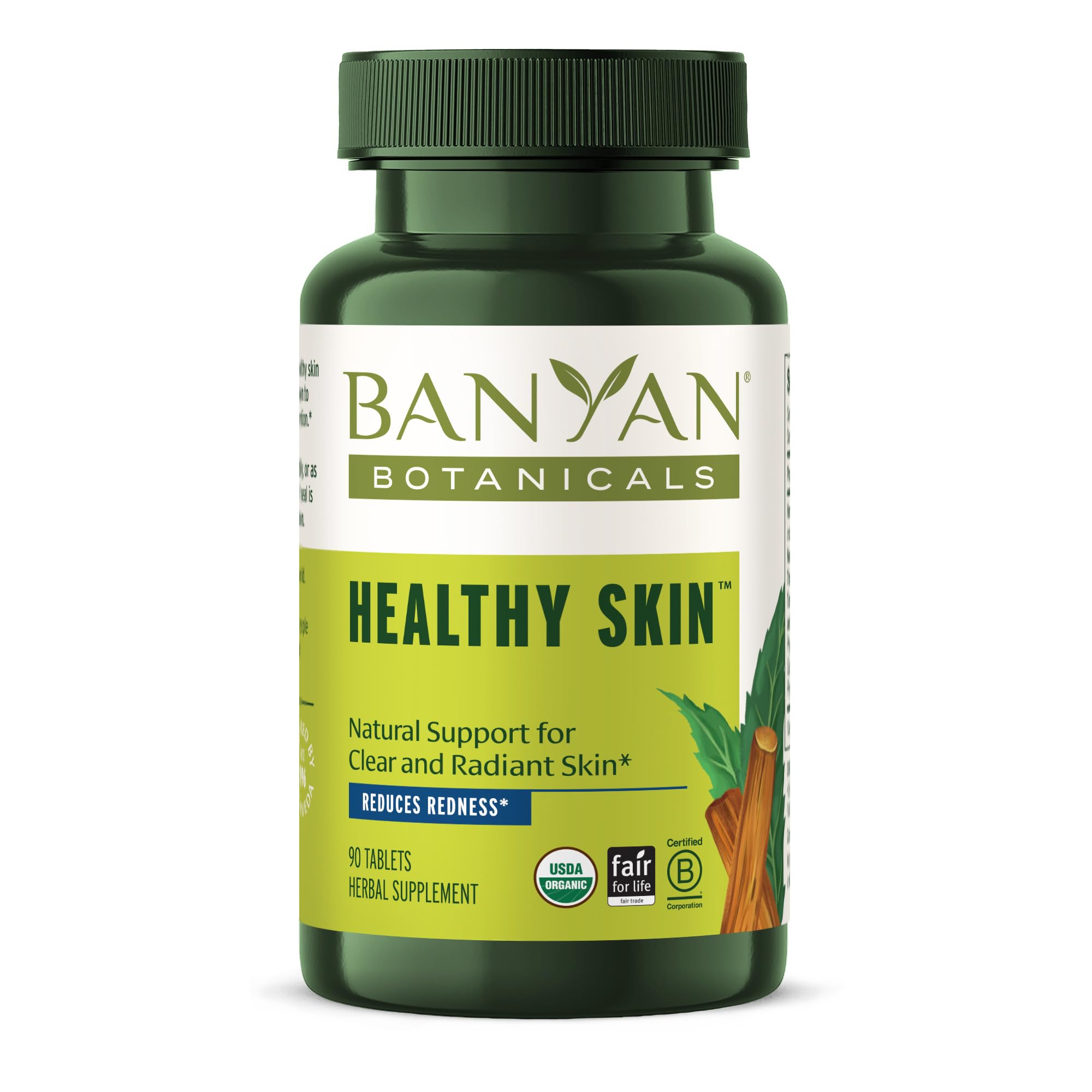 Banyan Botanicals Healthy Skin Supplement – Organic, Non-GMO, Vegan Skin Support Tablets for Radiant Complexion – 90 Count – Sustainably Sourced – Perfect for Daily Wellness & Glowing Skin Care Routine